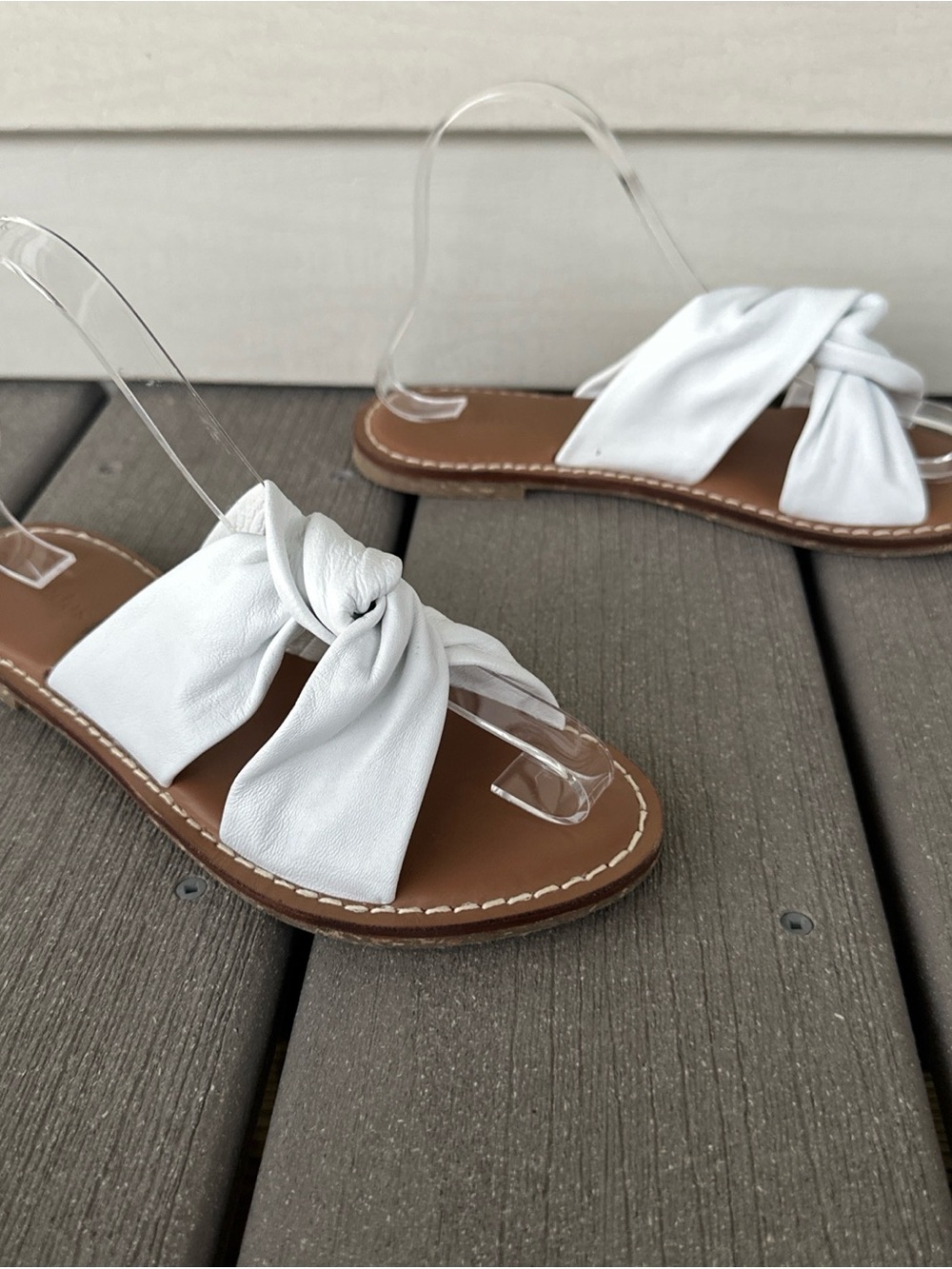 Soludos Women’s Size 6 Clara Beach Slides White Leather Slip On Sandals